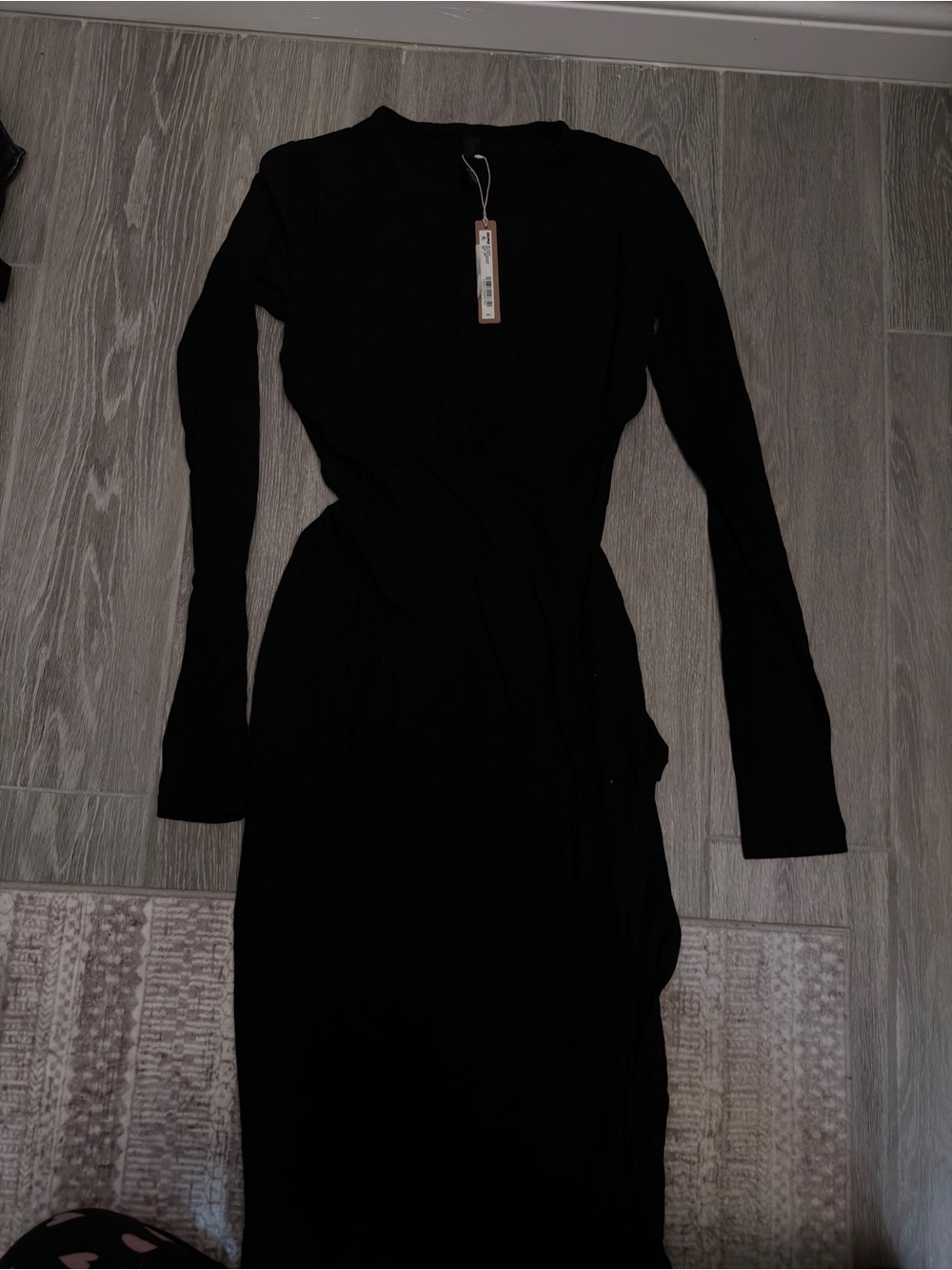 SKIMS Black Long Sleeve Maxi Dress